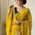 Women silk blend mustard embroidery bollywood saree