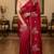 Women silk blend red embroidery bollywood saree