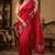 Women silk blend red embroidery bollywood saree