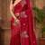 Women silk blend red embroidery bollywood saree