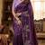 Women silk blend wine embroidery bollywood saree
