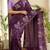 Women silk blend wine embroidery bollywood saree