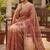 Women silk blend pink embroidery bollywood saree