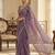 Women silk blend purple embroidery bollywood saree