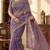 Women silk blend purple embroidery bollywood saree