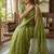 Women silk blend green embroidery bollywood saree