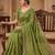 Women silk blend green embroidery bollywood saree