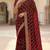 Women silk blend red embroidery bollywood saree