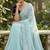Women gorgette sky blue embroidery bollywood saree