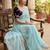 Women gorgette sky blue embroidery bollywood saree