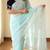 Women gorgette sky blue embroidery bollywood saree