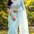 Women gorgette sky blue embroidery bollywood saree