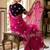 Women gorgette pink embroidery bollywood saree