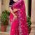 Women gorgette pink embroidery bollywood saree