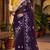 Women gorgette wine embroidery bollywood saree