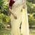 Women gorgette light yellow embroidery bollywood saree