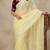 Women gorgette light yellow embroidery bollywood saree