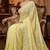 Women gorgette light yellow embroidery bollywood saree