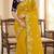 Women gorgette mustars embroidery bollywood saree