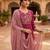 Women's  deep pink embroidered straight kurta pant set with scalloped dupatta