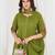 Women embroidered cotton blend a-line kurta set with pants and scalloped dupatta