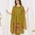 Women embroidered cotton blend a-line kurta set with pants and scalloped dupatta