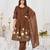 Women embroidered cotton blend a-line kurta set with pants and scalloped dupatta