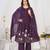 Women embroidered cotton blend a-line kurta set with pants and scalloped dupatta