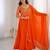 Women's stylish orange embroidered georgette festive gown