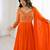 Women's stylish orange embroidered georgette festive gown