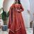 orange silk embroidered festive anarkali suit