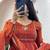 orange silk embroidered festive anarkali suit