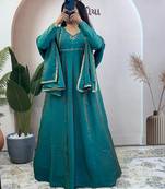 teal silk embroidered festive anarkali suit
