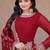Deep red georgette anarkali gown suit