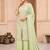 Pista green embroidered organza kurta set with palazzo and dupatta