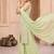 Pista green embroidered organza kurta set with palazzo and dupatta