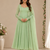 Olive georgette plain gown set