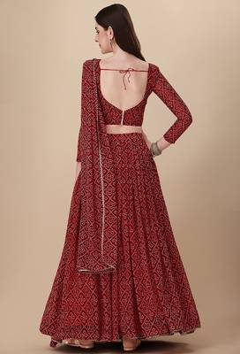 Women's Bandhani Print Georgette Lehenga Choli with Dupatta | Traditional Ethnic Party Wear Lehenga Set 2