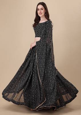 Women's Bandhani Print Georgette Lehenga Choli with Dupatta 1