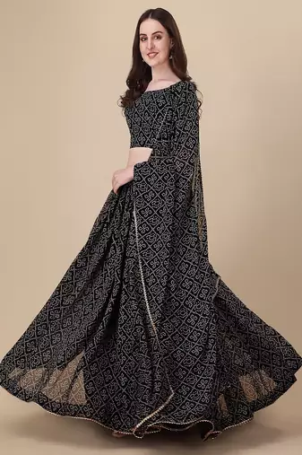Women's Bandhani Print Georgette Lehenga Choli with Dupatta