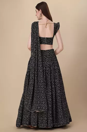Women's Bandhani Print Georgette Lehenga Choli with Dupatta