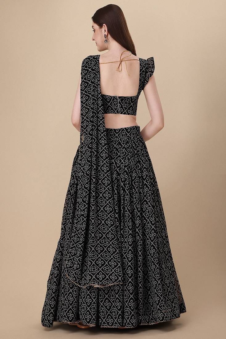 Women's Bandhani Print Georgette Lehenga Choli with Dupatta