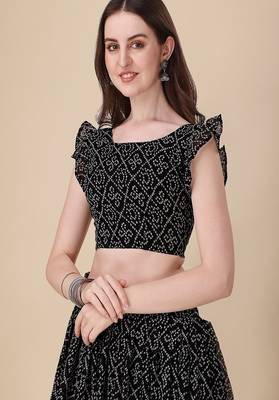 Women's Bandhani Print Georgette Lehenga Choli with Dupatta 3