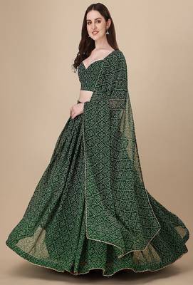Women's Bandhani Print Georgette Lehenga Choli with Dupatta 1