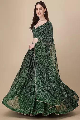 Women's Bandhani Print Georgette Lehenga Choli with Dupatta