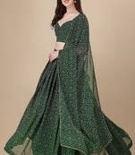 Women's Bandhani Print Georgette Lehenga Choli with Dupatta