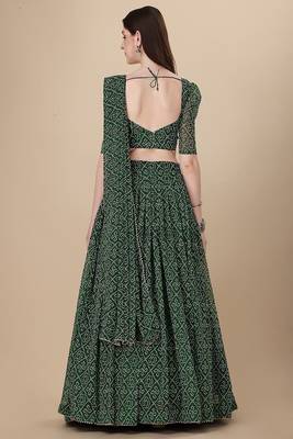 Women's Bandhani Print Georgette Lehenga Choli with Dupatta 2