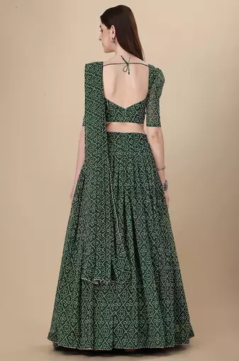 Women's Bandhani Print Georgette Lehenga Choli with Dupatta