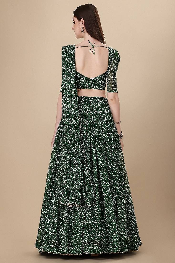 Women's Bandhani Print Georgette Lehenga Choli with Dupatta