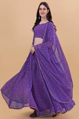 Women's Bandhani Print Georgette Lehenga Choli with Dupatta 1